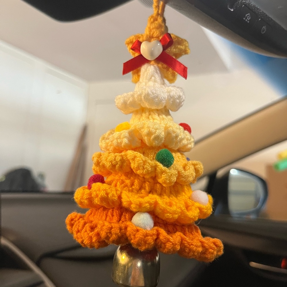 Handmade Crochet Christmas Tree Ornament Size L Warm Colors